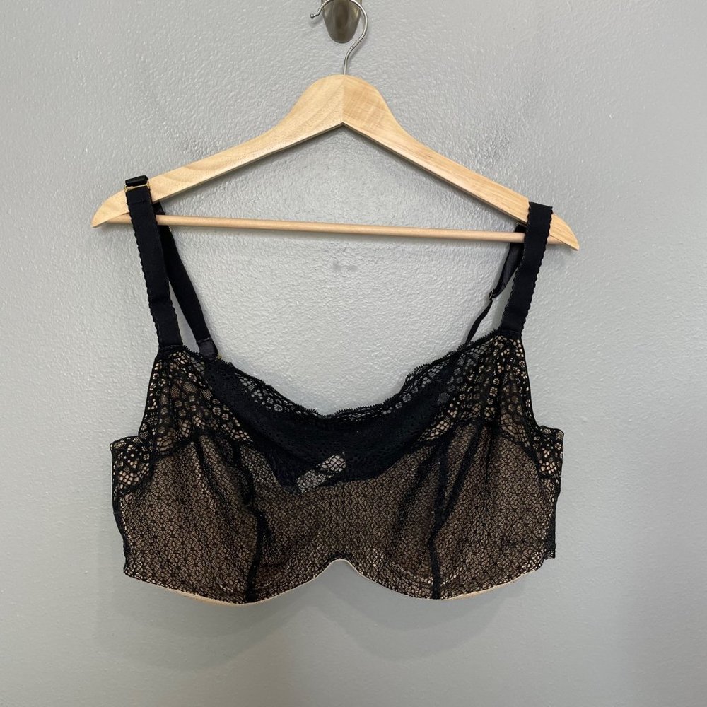 CACIQUE black & tan lace underwire bra size 44DDD